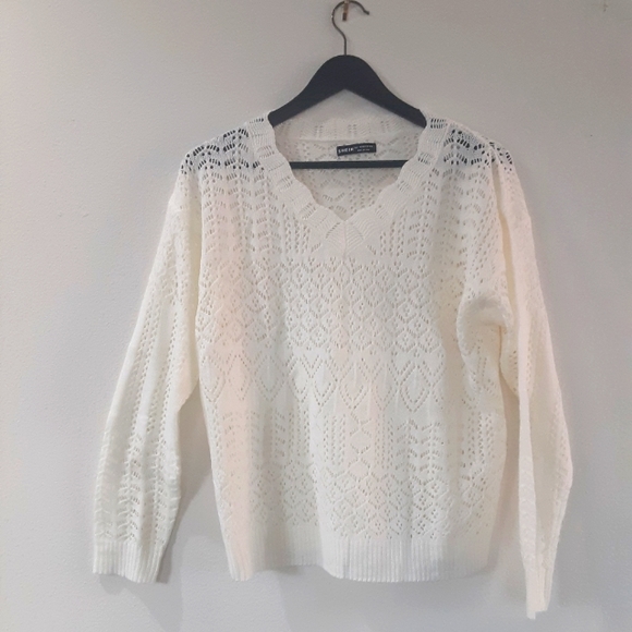 Shein White Crochet Large Sweater Top - Picture 8 of 8